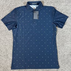 G/Fore Shirt Mens M Polo Golf Blue Stretch Mini Star Pique Performance AOP 120