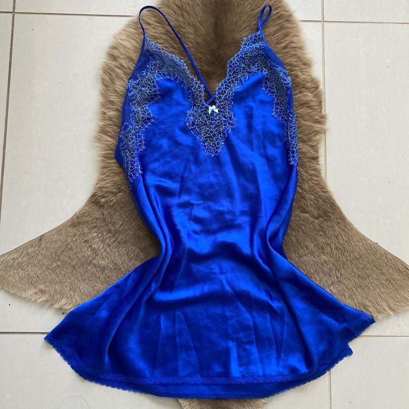 Victoria’s Secret blue satin slip dress