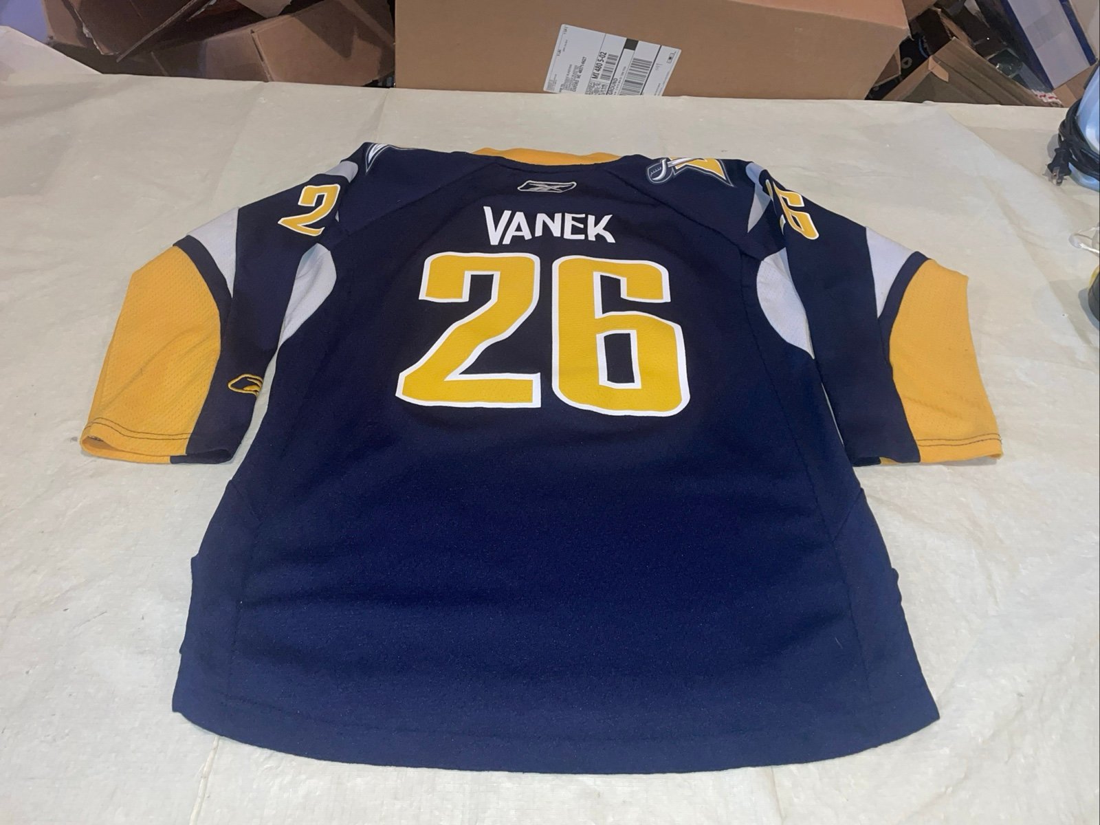 Youth L/xl Thomas Vanek Slug Buffalo Sabres jersey Euc Nhl Vintage Blue Reebok