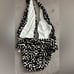 NWT Banana Republic Women’s XL Black Geometric One Piece Swimsuit Halter Plunge