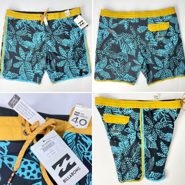 Billabong Lo Tide Tropical Board Shorts 40 Mens Swim Suit Trunks Pockets NWT