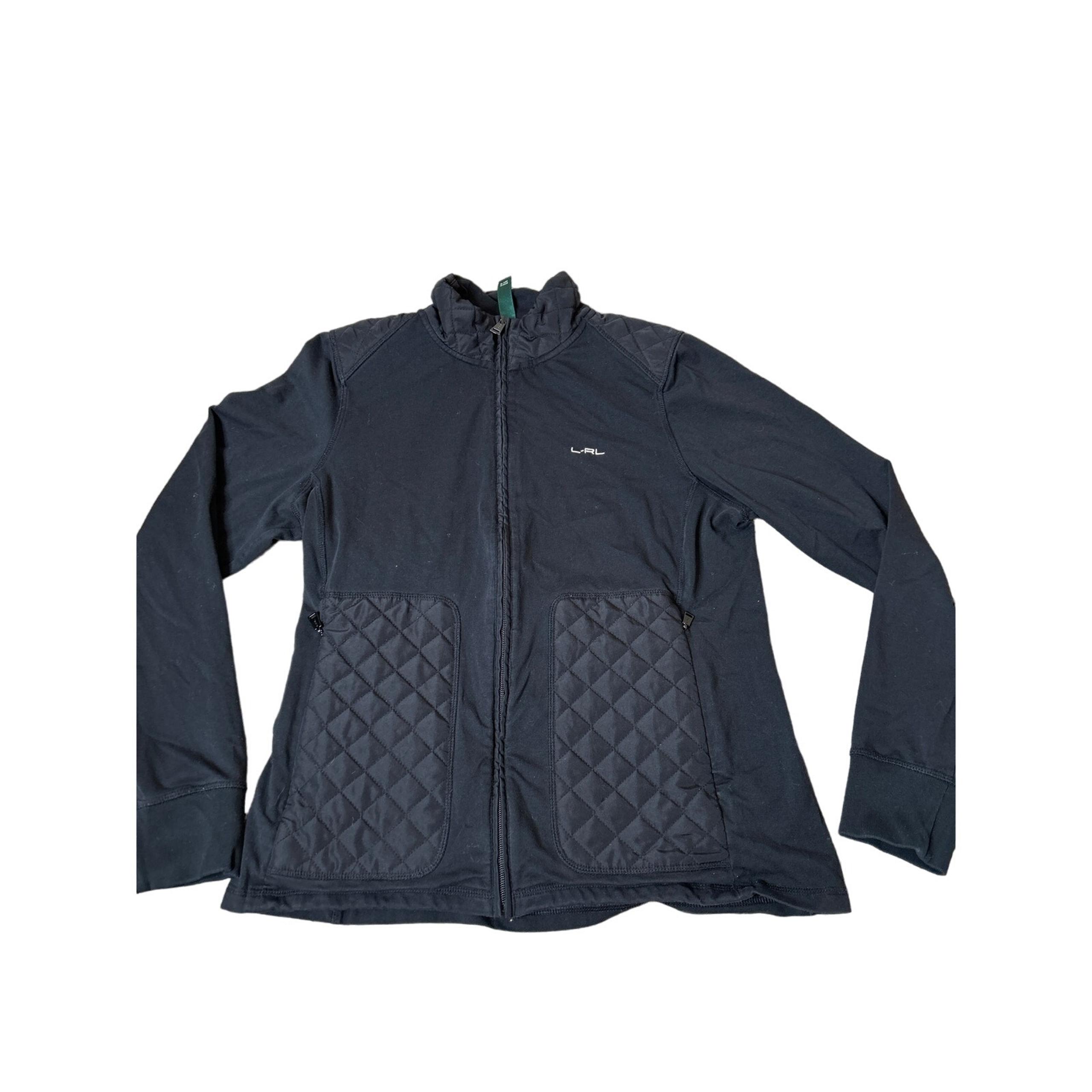 LRL Lauren Ralph Lauren Jacket full zip up black quilted pockets full zip up XL