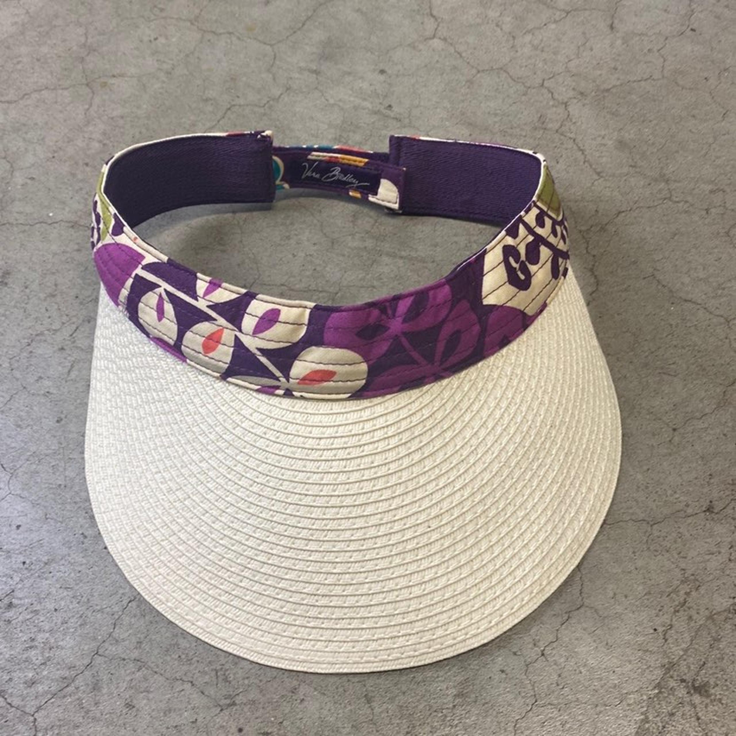 Woman's Vera Bradley Straw Visor "Plum Crazy" hook & loop Adjustment