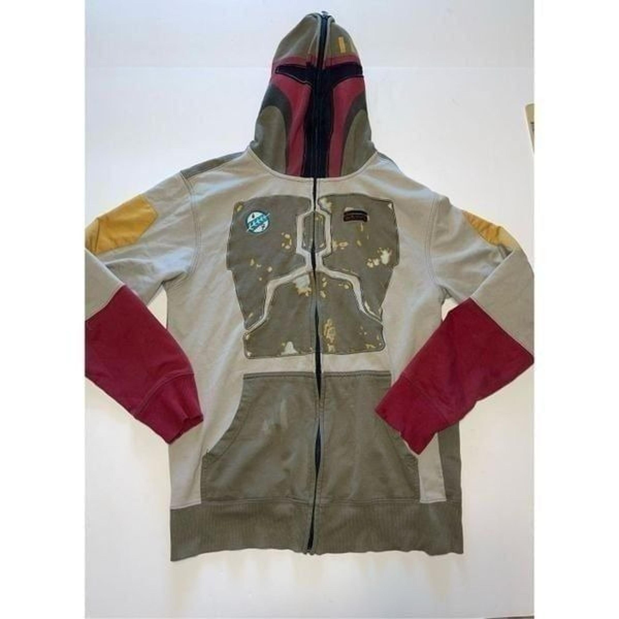 Star Wars Boba Fett Fleece Lined Hoodie Full Zip Hood Movie Jacket SM