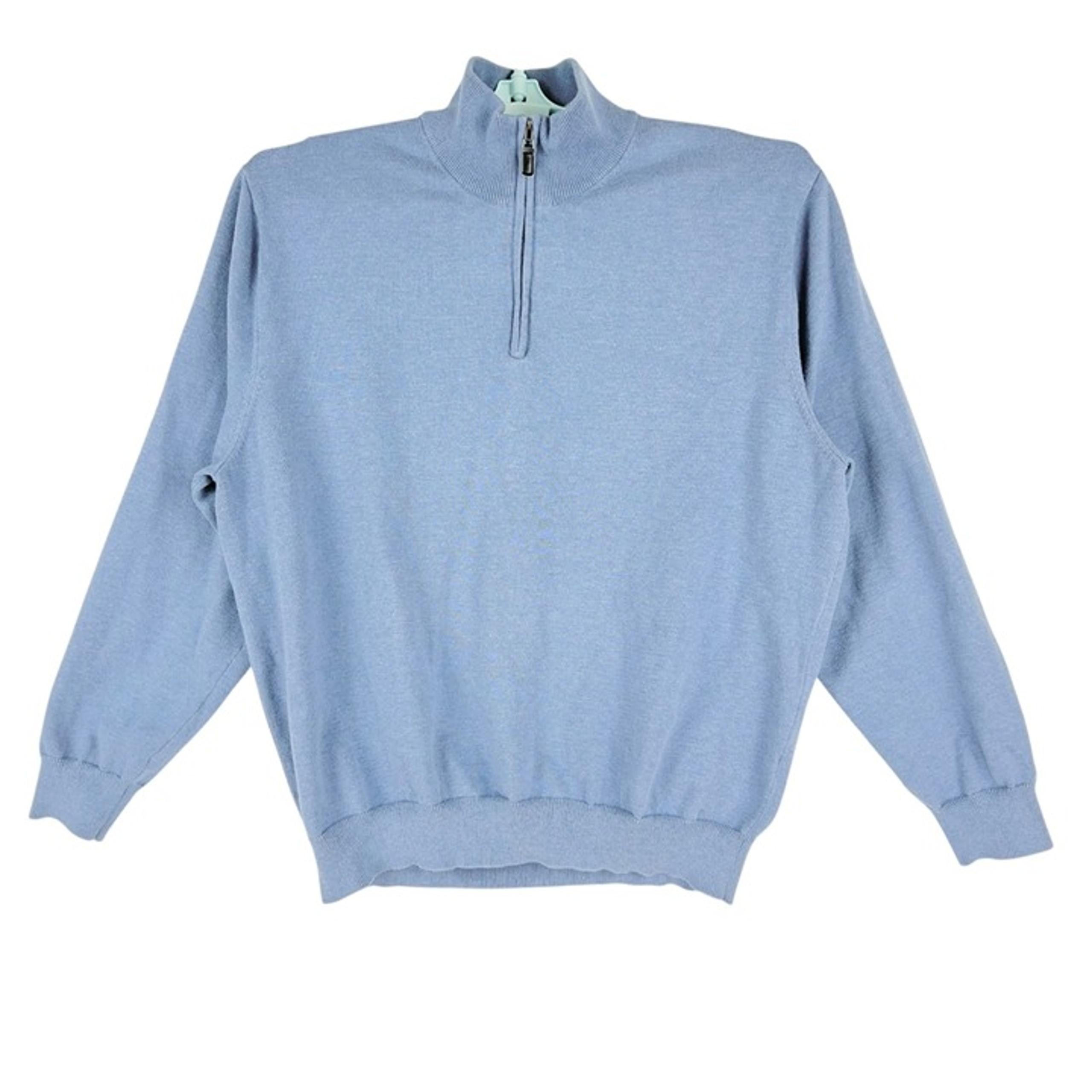 Jos. A. Bank Men's Blue 1/4 Zip Pullover Blue Sweater Size XL 100% Pima Cotton
