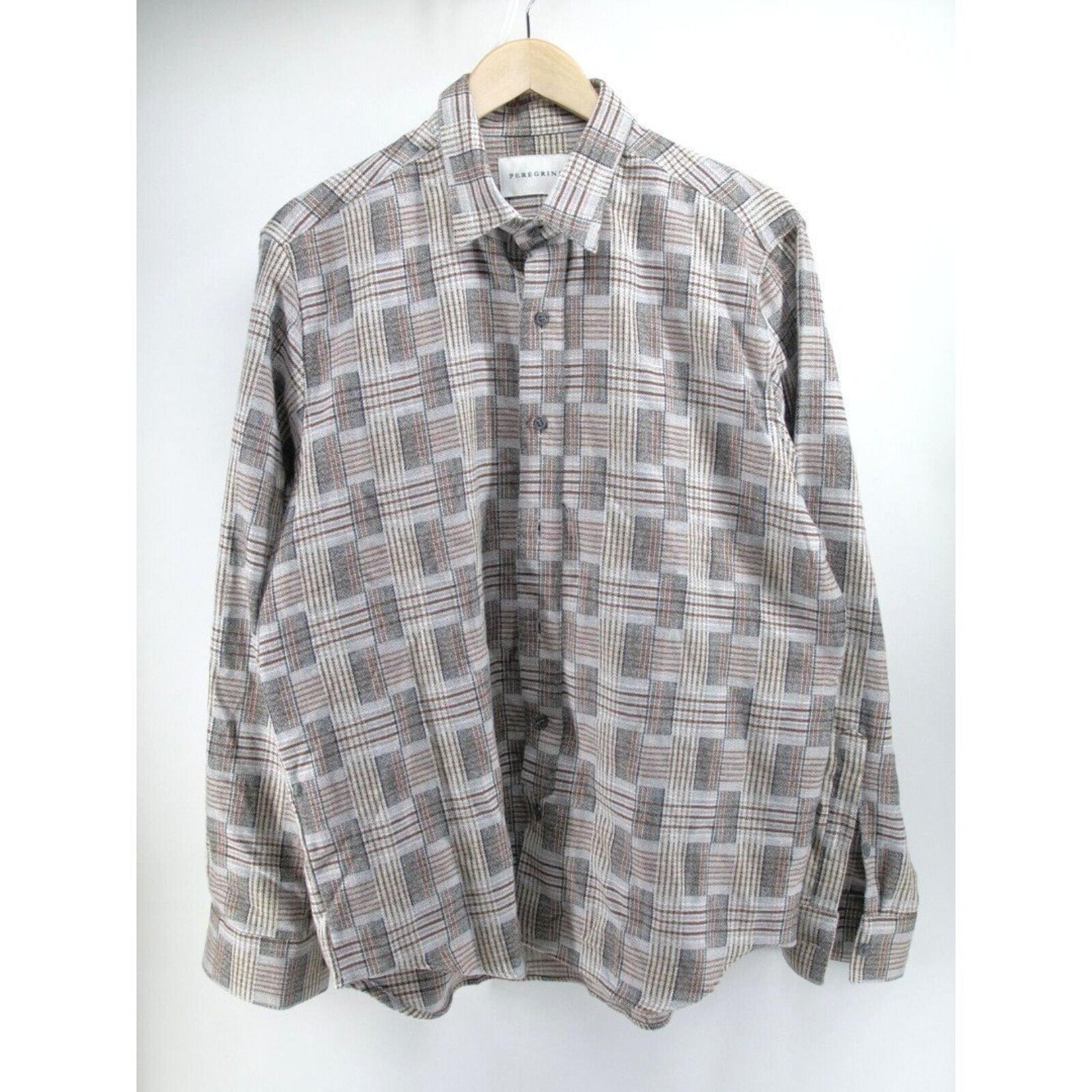 PEREGRINE Farley Check Brushed Cotton Button Up Shirt Large