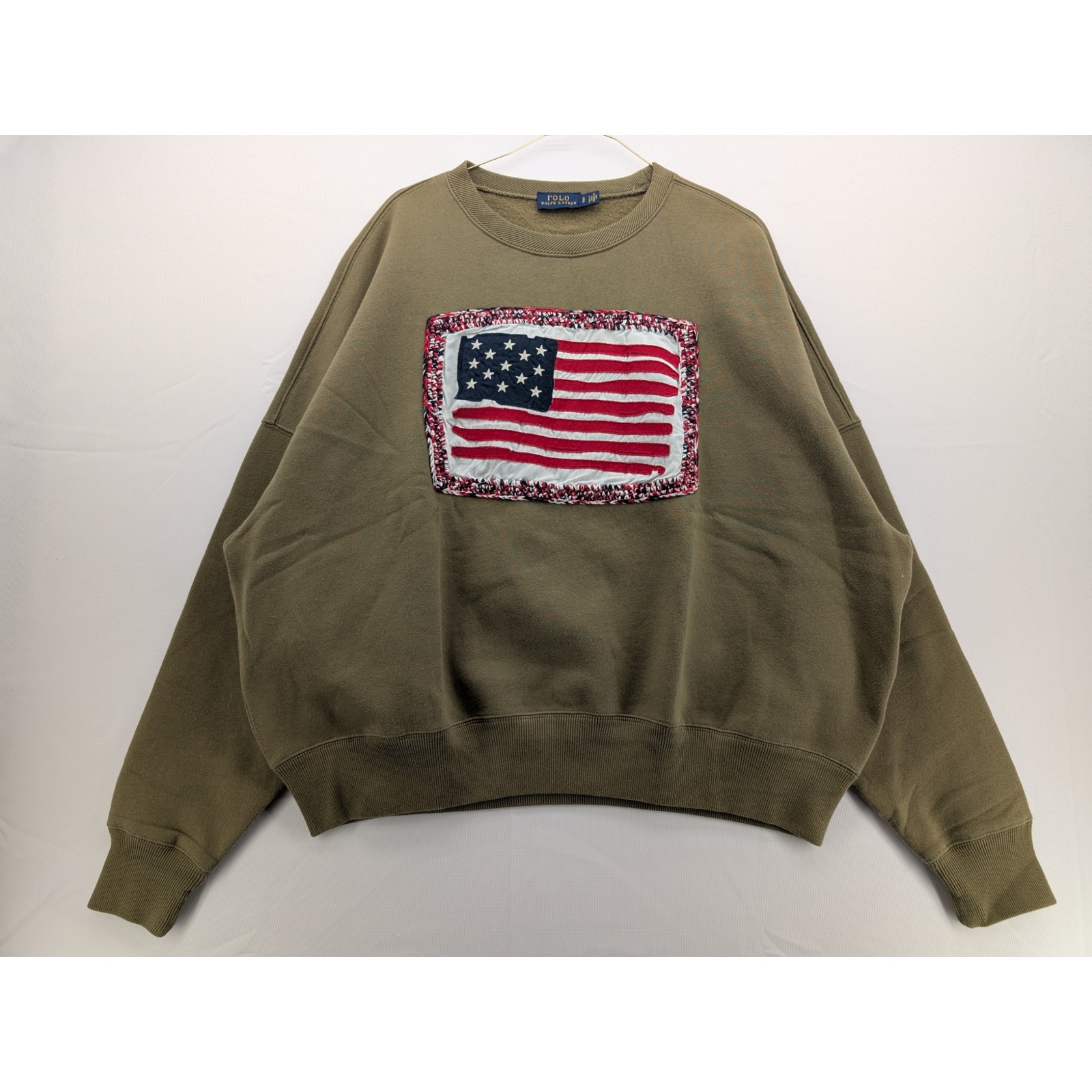 NWOT Polo Ralph Lauren Flag Fleece Pullover in Basic Olive size Small