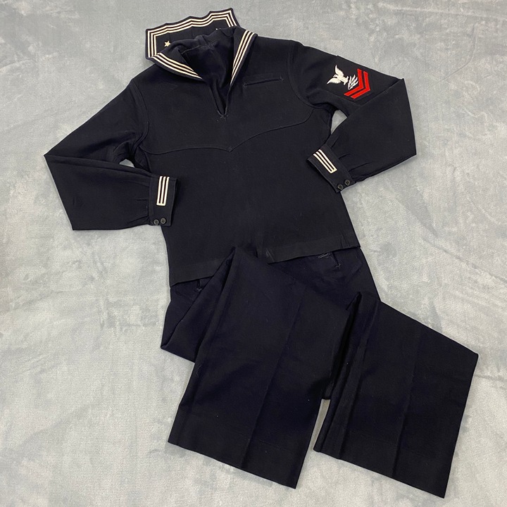 Vintage 1944 WWII US Navy Wool CRACKER JACK Dress Blues Uniform Men Made in USA