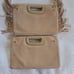 Maje Womens Beige Suede Duo Clutch/Crossbody Purse Side Fringe/Gold Snaps/Zipper