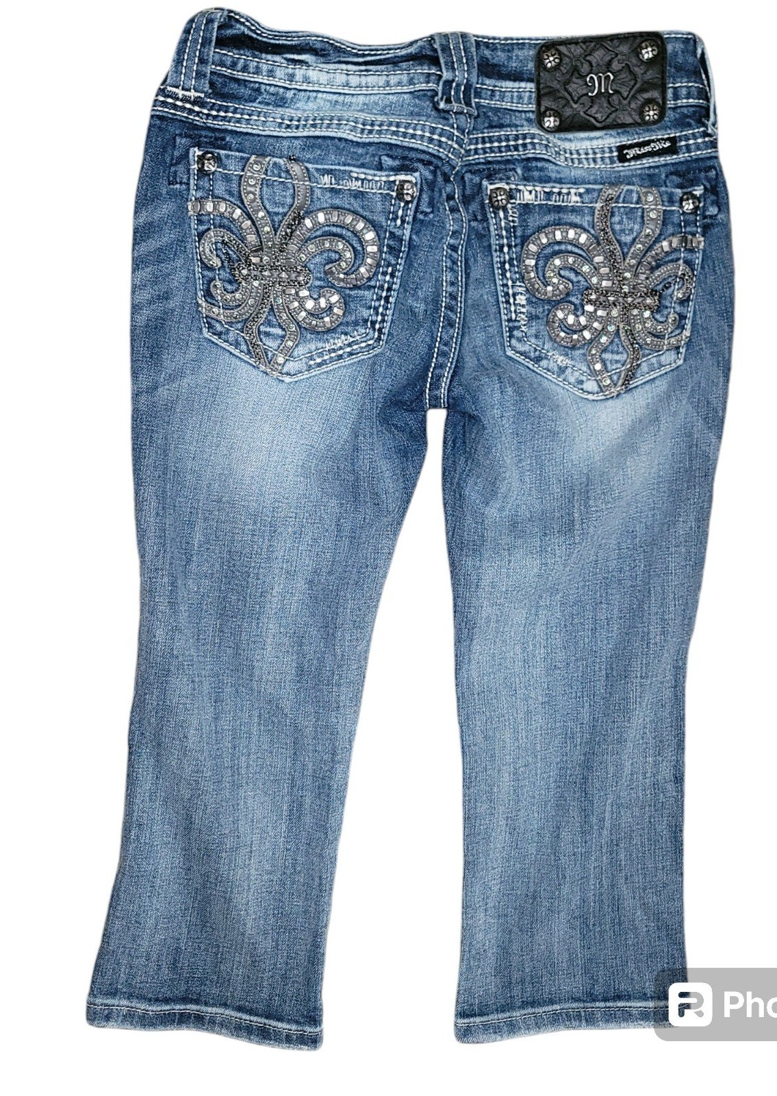 Miss Me Womens Size 25 Low Rise Crop #JE6048C6 Jean Embellished Vacation Vibe