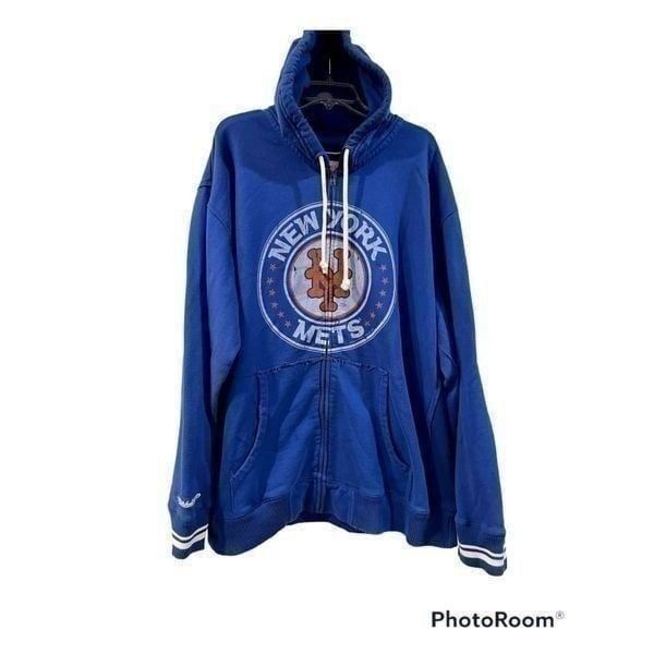 Mitchell & Ness New York Mets Hoodie Sweatshirt NFL Hooded Zip Front 5XL NWT.