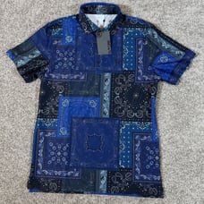 NWT 120.00 G/Fore Golf Mens Bandana Tech Pique Polo Navy Blue Size XL
