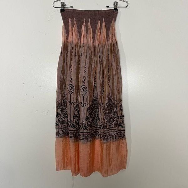 Lapis Anthropologie Boho Skirt One Size Floral Strapless Dress Smocked Ruched OS