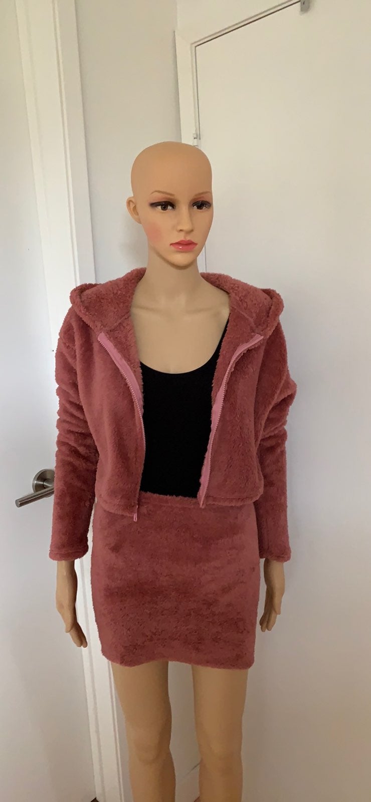 Cuddly Faux Fur Skirt And Jacket Suit