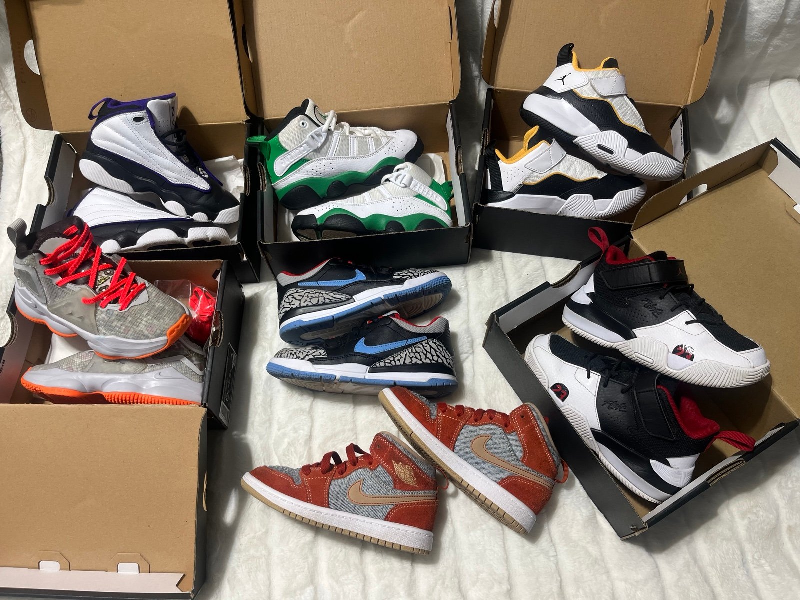 7 pairs of boy’s 11-12c Jordan shoe’s