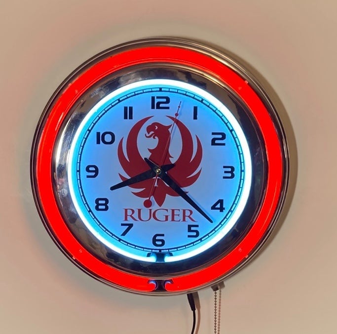 Ruger firearms neon wall clock