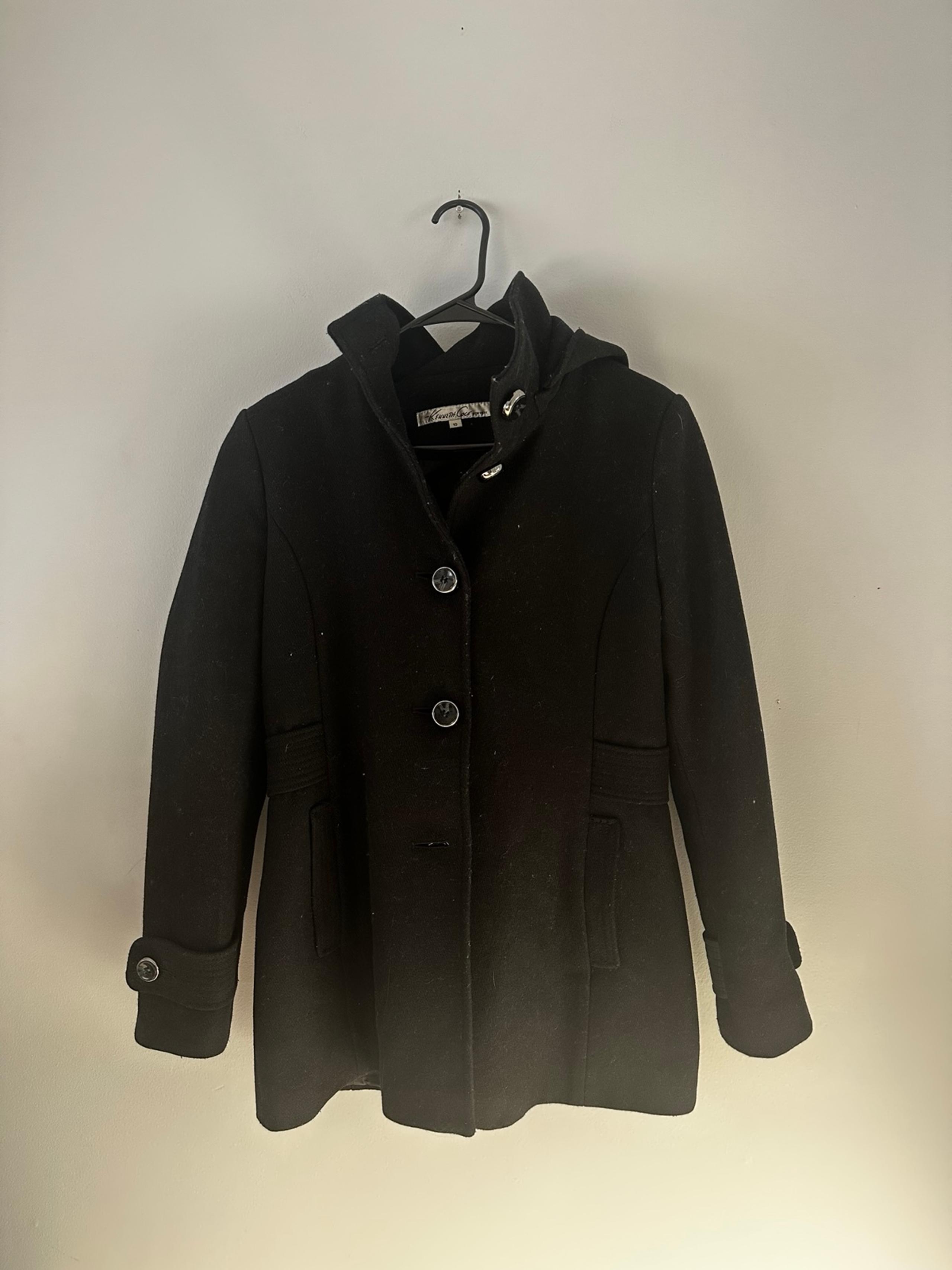 Kenneth Cole New York Button Down Coat Black 10