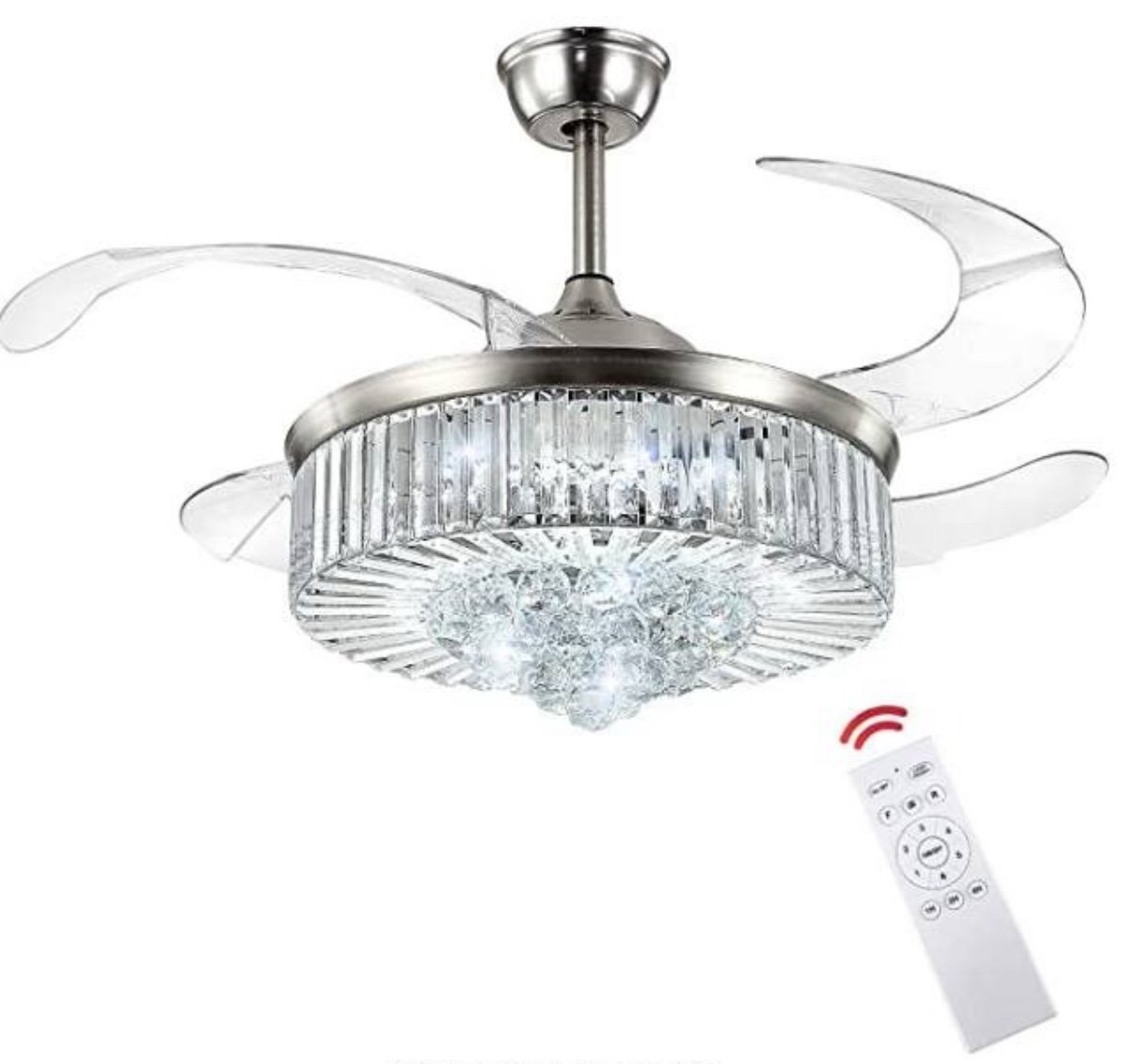 42 Inches Crystal Ceiling Fan Silver Crystal Ceiling Fan Chandelier with Remote