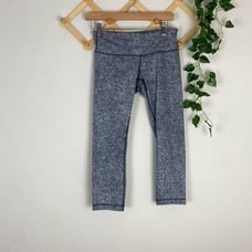 LULULEMON Wunder Under Crop III Rio Mist White Black Size 6 EUC C85