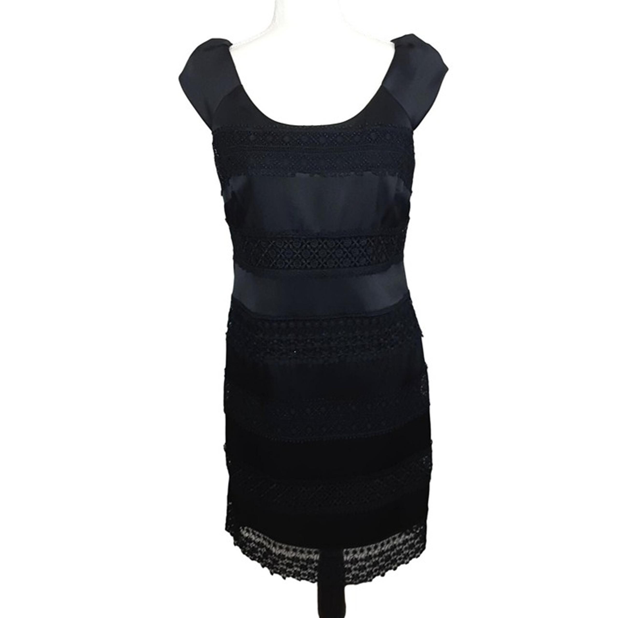 S.L. Fashions Womens Black Lace Satin Cap Sleeve Dress Size 6 Elegant Formal
