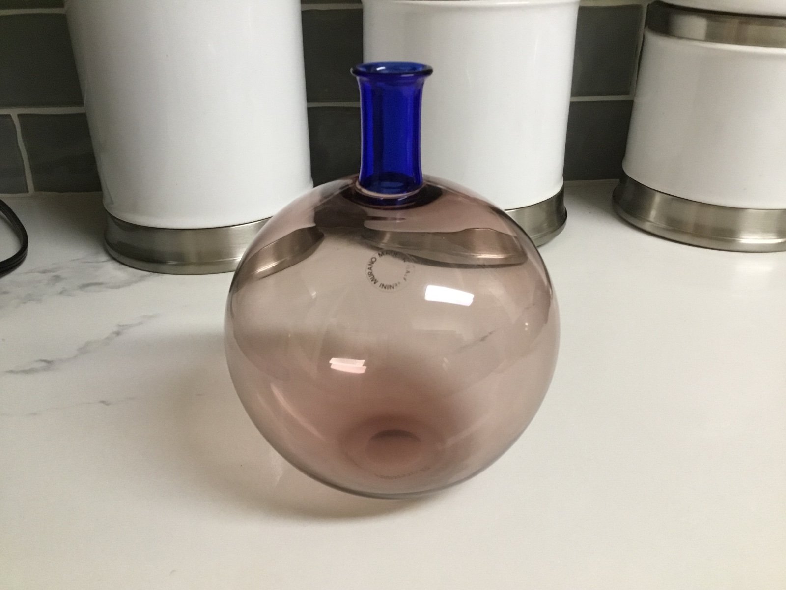MURANO VENINI GLASS BOTTLE VASE ART SIGNED DATED READ