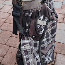 Golf cart bag OGIO black white 15 div shoulder strap rain cover all zip work per