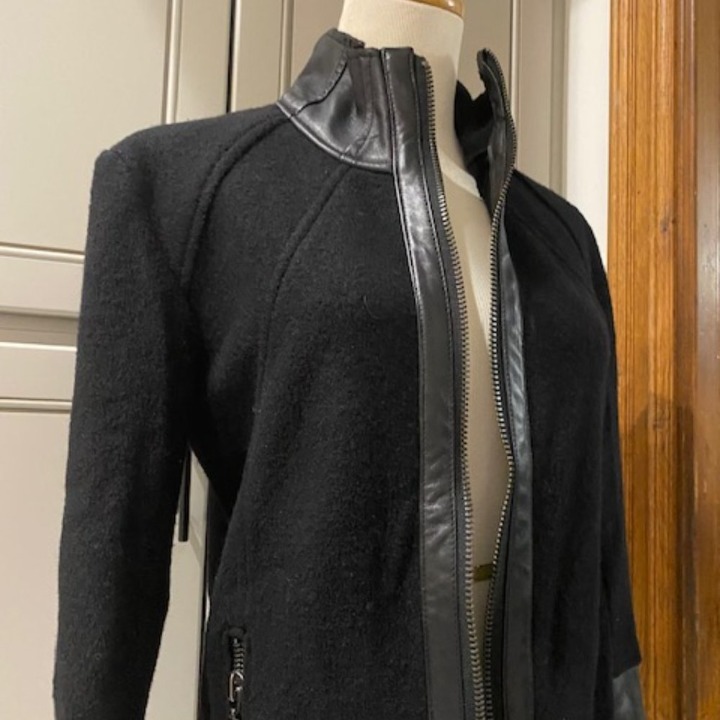 Edgy Leather Wool Blazer Sweater Jacket From Melrose