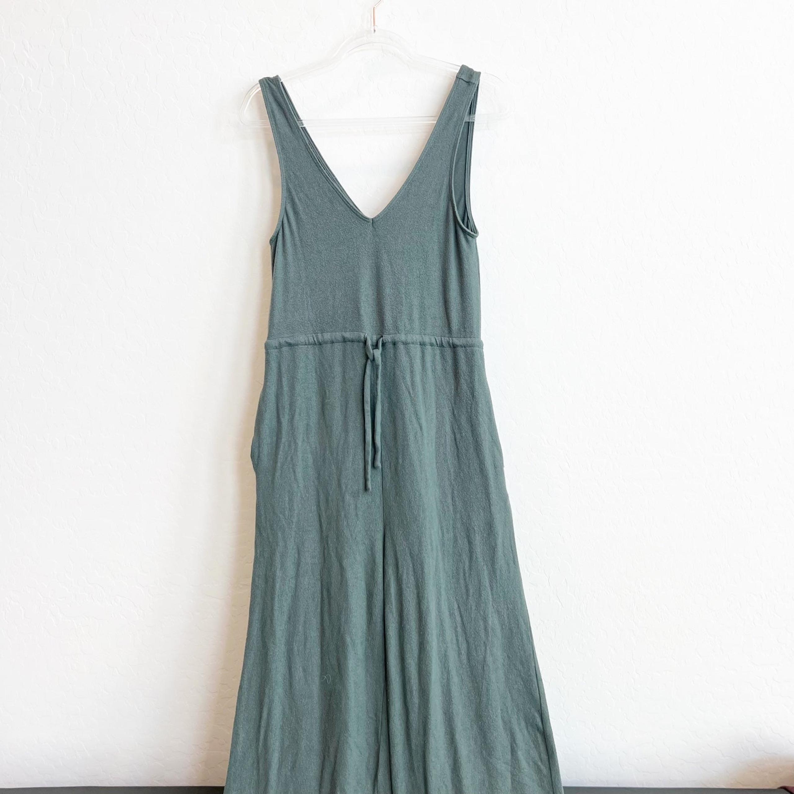 Spiritual Gangster Women's Delilah Cinched Jumpsuit Wide Leg Soft Olive Green XS