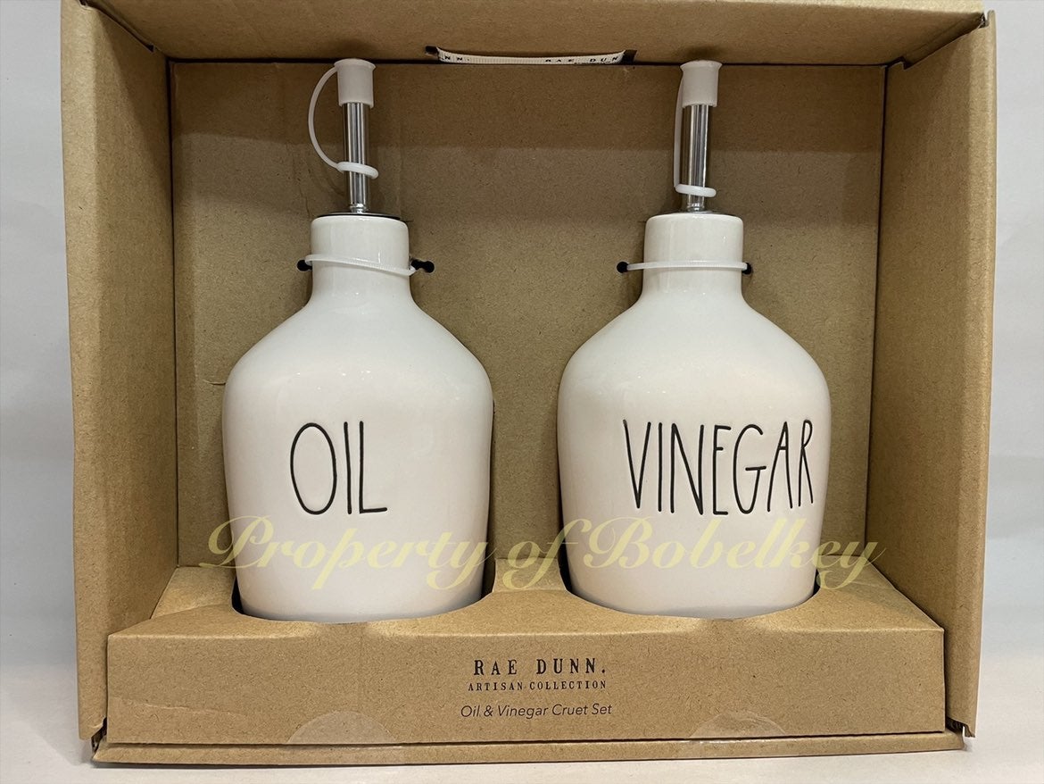 Rae Dunn OIL and VINEGAR cruet set