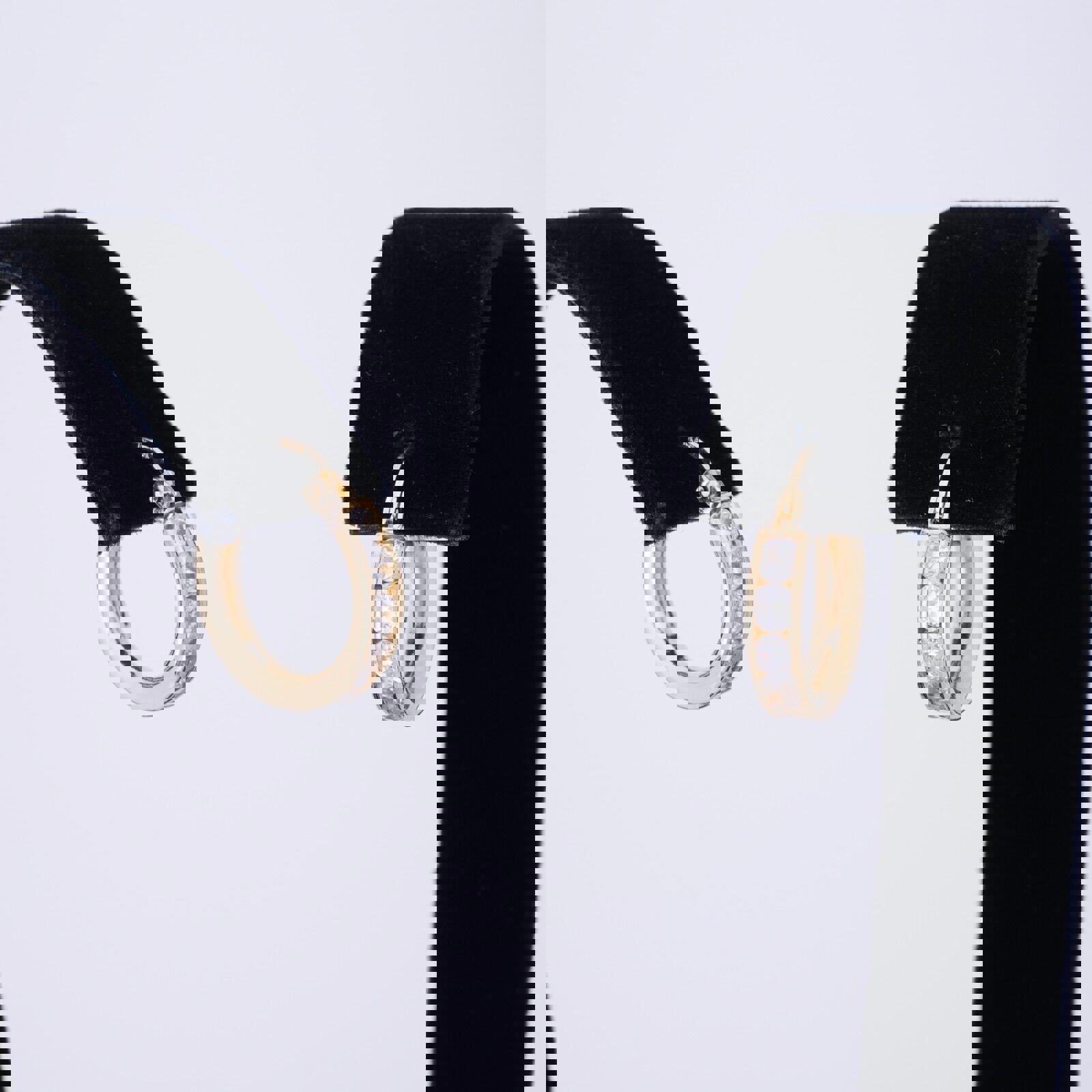 Designer Estate 10K Gold Channel Set Cubic Zirconia CZ Huggie Hoop Earrings