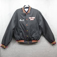 Rennoc Daily Times Sports Vintage Bomber Varsity Jacket Quilt Lined Mens L Black
