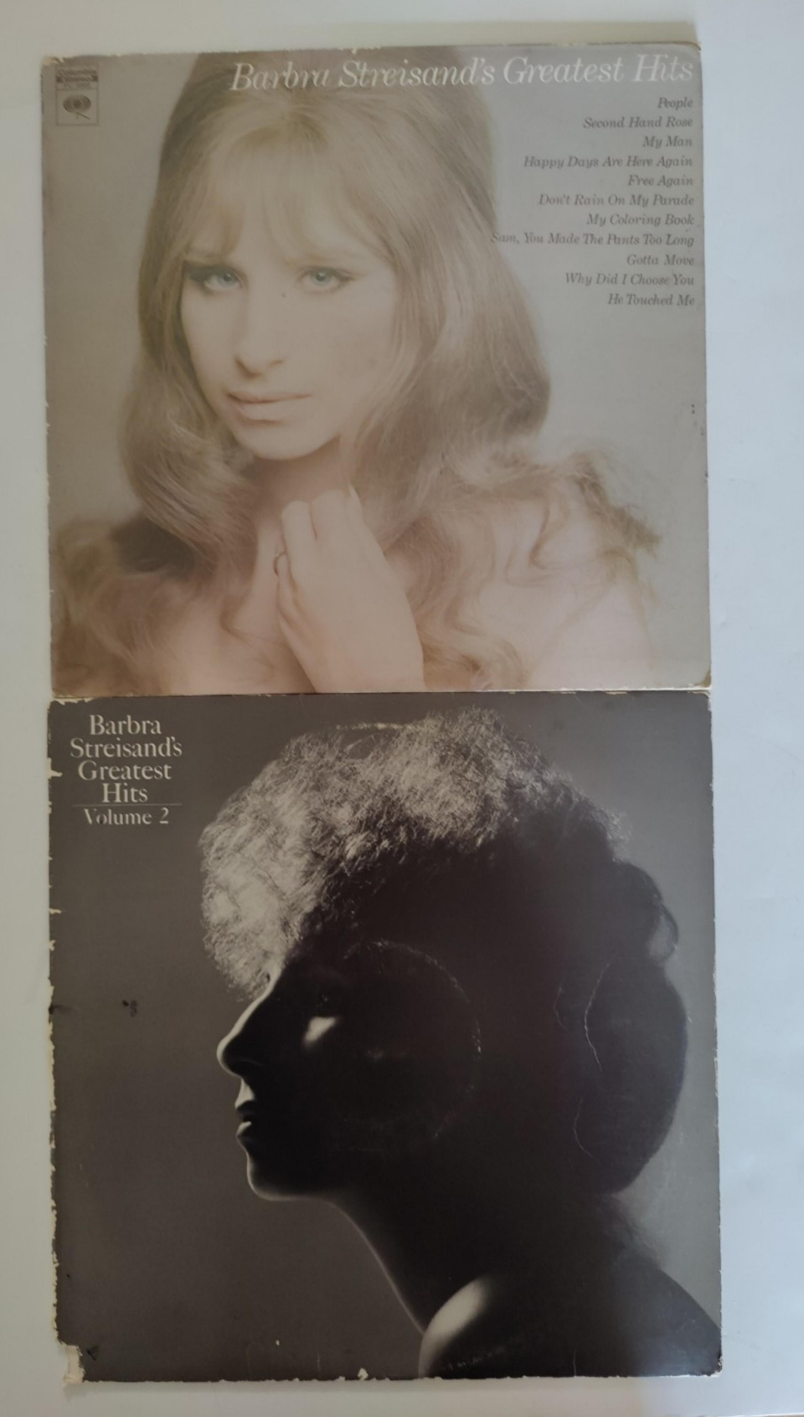 Two(2) Barbra Streisand LPs, Greatest Hits and Greatest Hits II, vinyl VG+