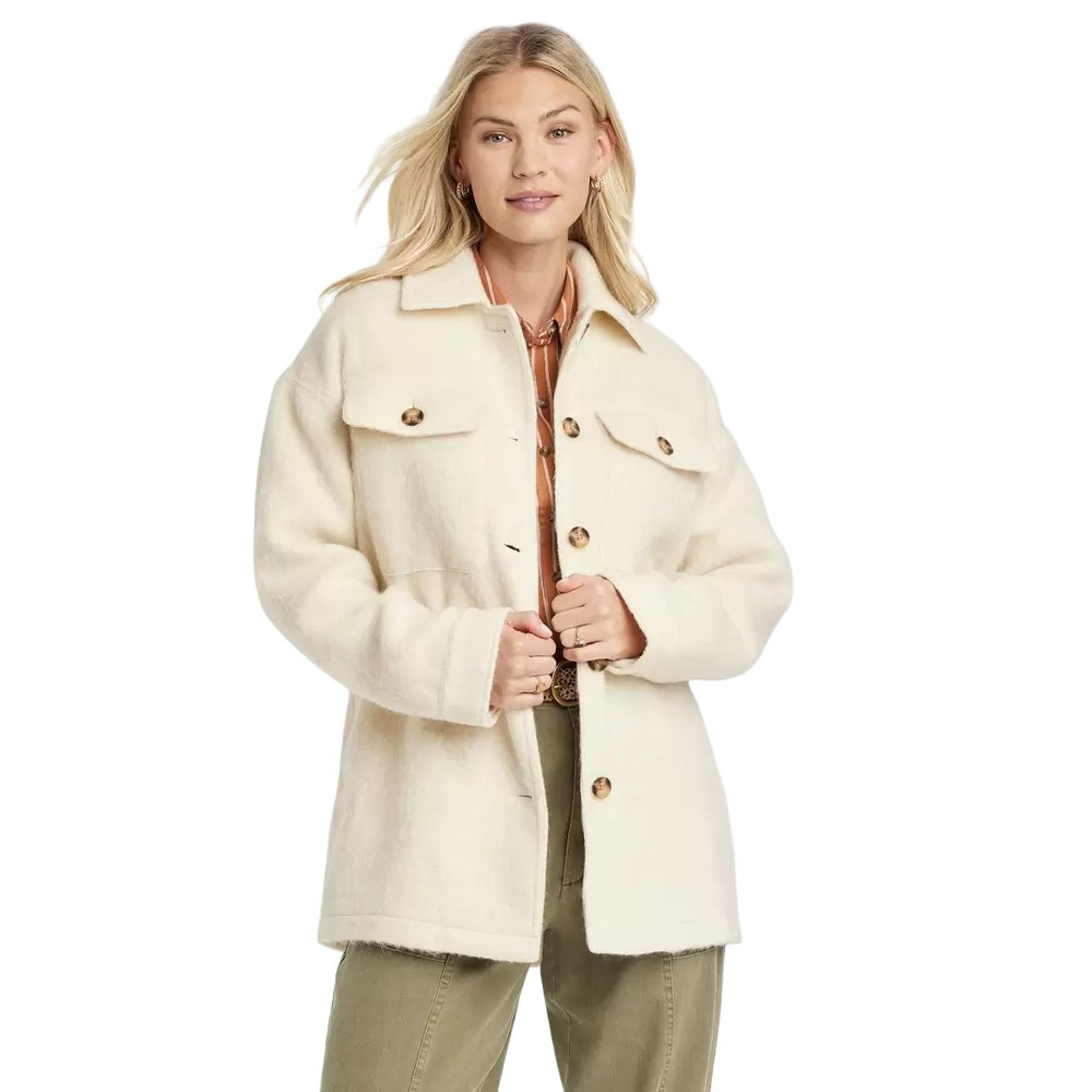 Women's Brushed Oversized Shacket - Universal Thread White XXL
