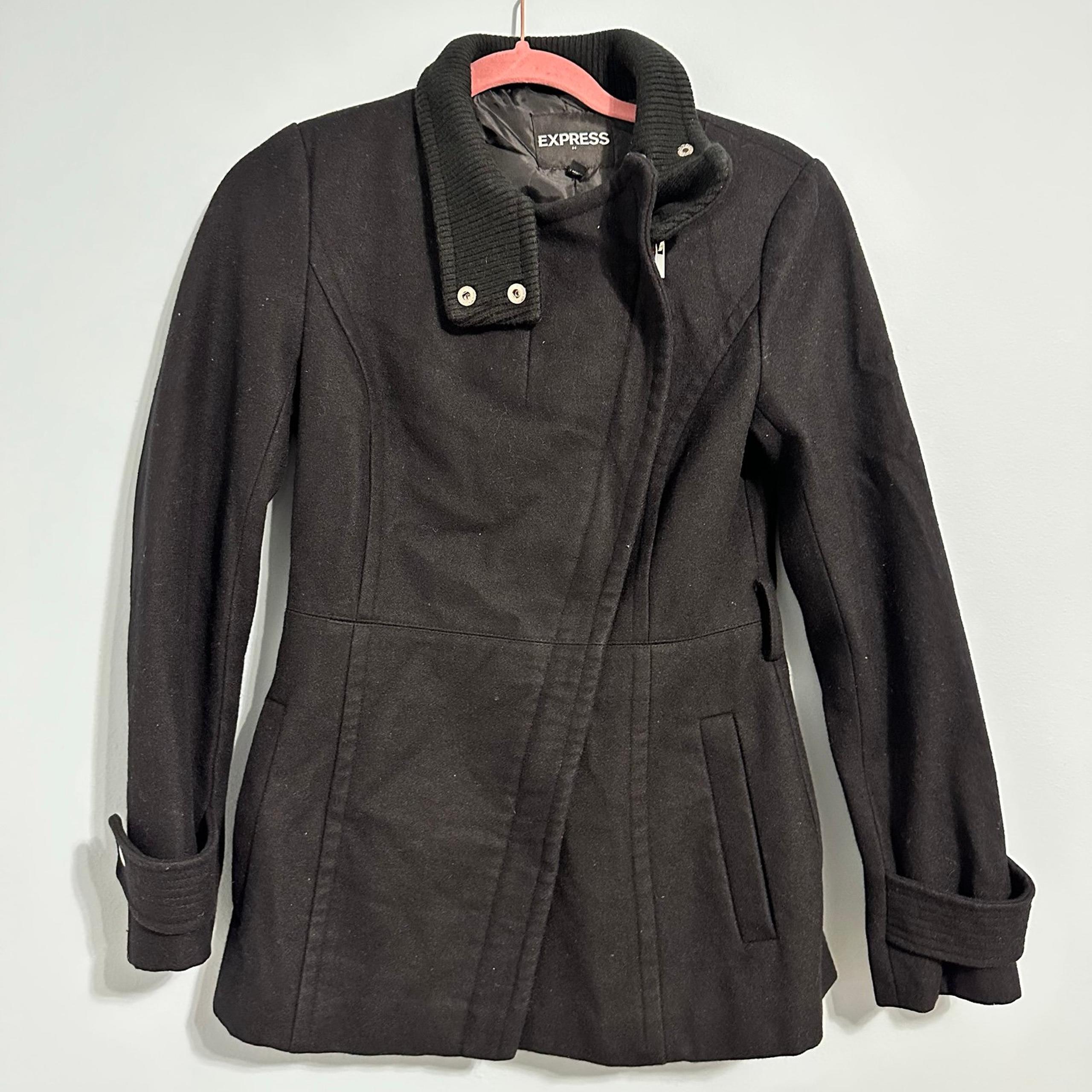 Women’s Express Black Zip Up Peacoat XS