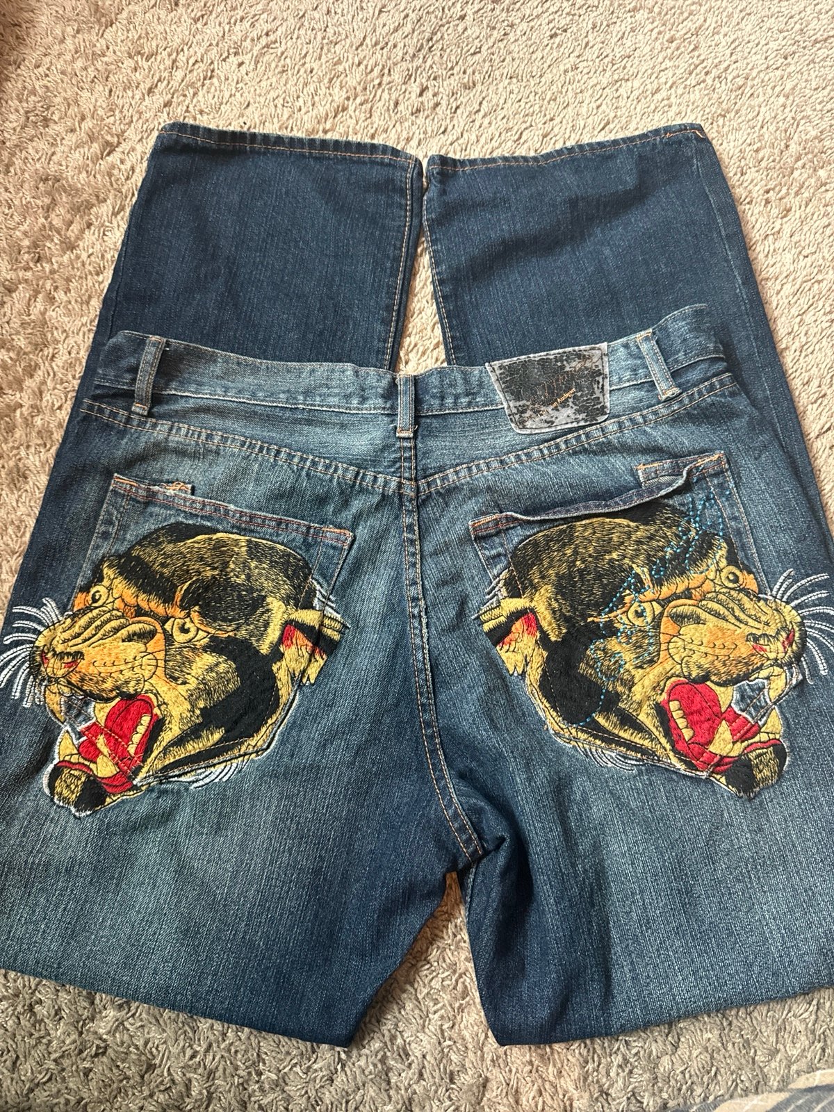 ed hardy embroided vintage jeans