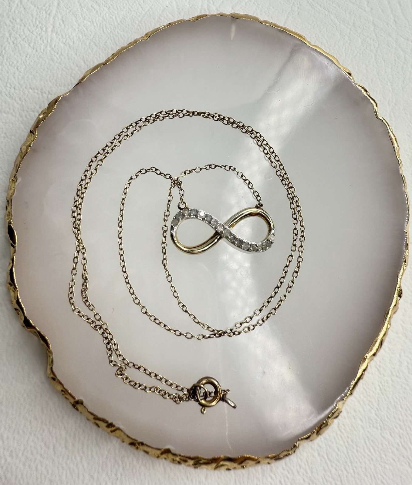 0.08 CTW Diamond Infinity Gold Over 925 Sterling Silver Signed CI Necklace 18”