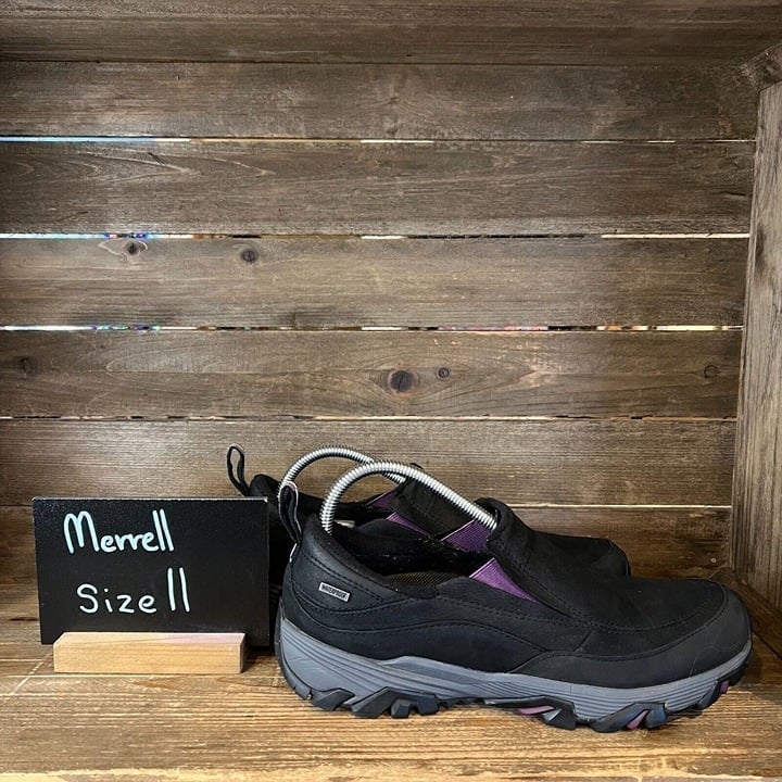 Womens Merrell Cold Pack Ice Waterproof Black Leather Moc Shoes Size 11 M GUC