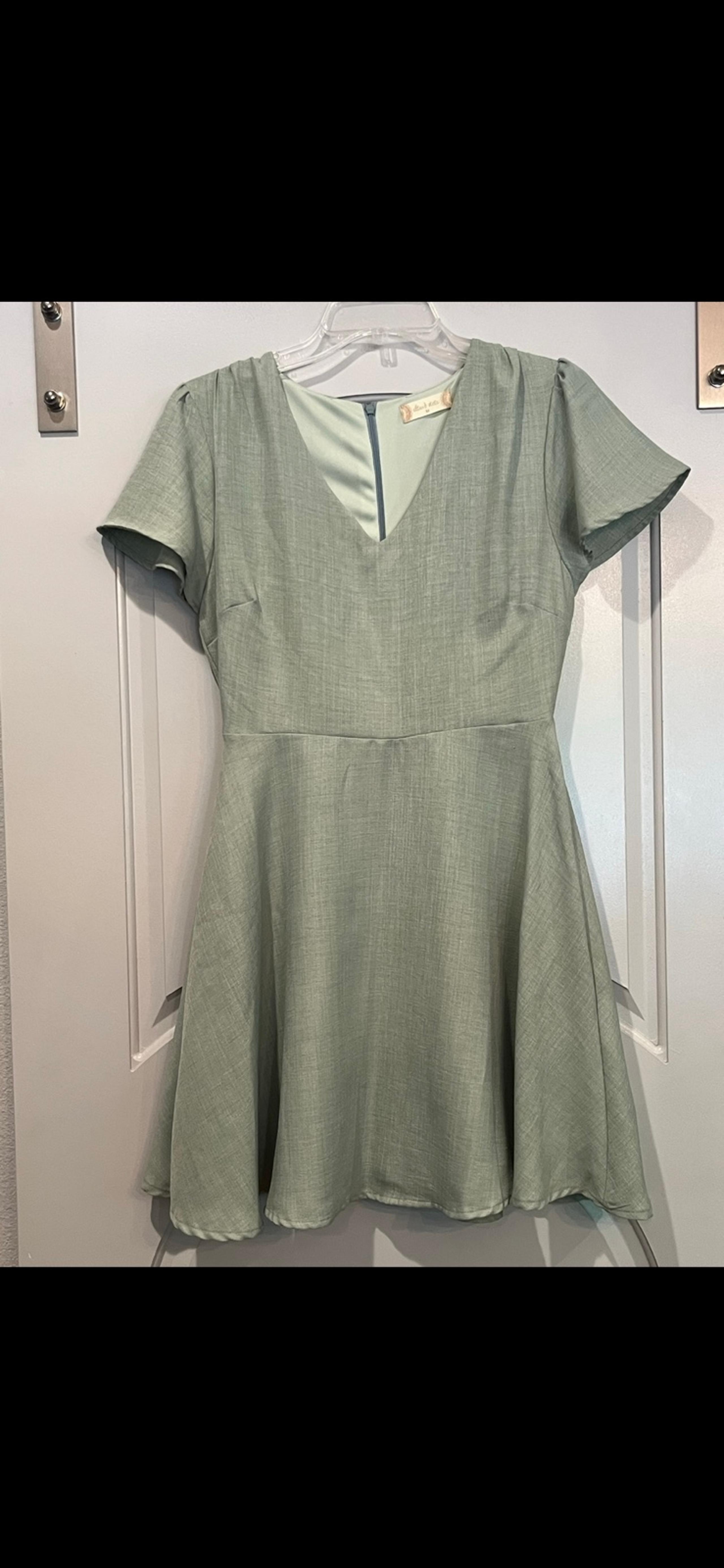 Altar'd State light minty Green A-Line V-Neck Short flutter Sleeve Mini Dress