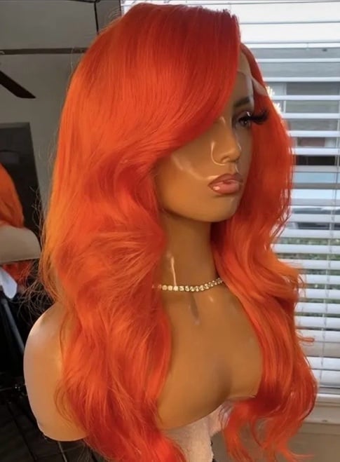 Ginger orange body wave short bob wig human hair