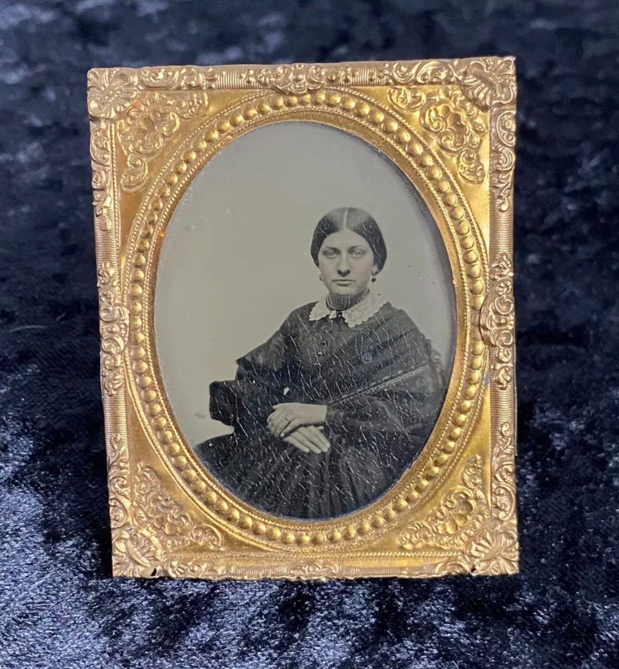 TinType Woman Posing Blushed Cheeks
