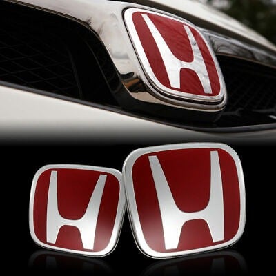 2PCS JDM Red H Front and Rear Emblem Badge For HONDA ACCORD 2018-2021 SEDAN 4DR