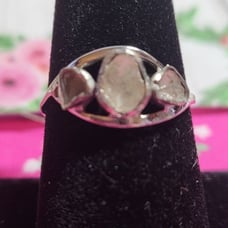 Natural Polki Diamond Sterling Silver Trilogy Ring