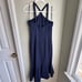 Dress the Population Navy Blue Tessa Halter Crepe Midi Dress Mermaid M Prom