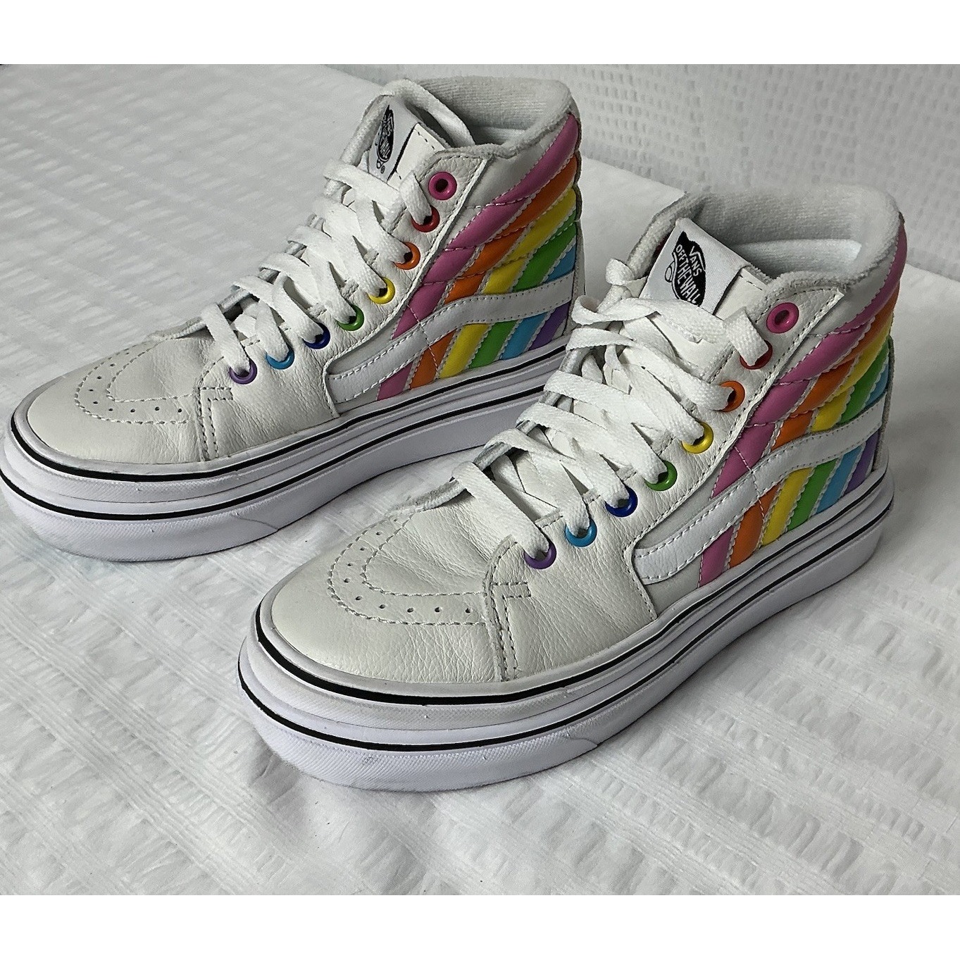 Vans FLOUR SHOP Super ComfyCush Sk8-Hi Rainbow Unisex Hi-Top Shoes M4/W5.5