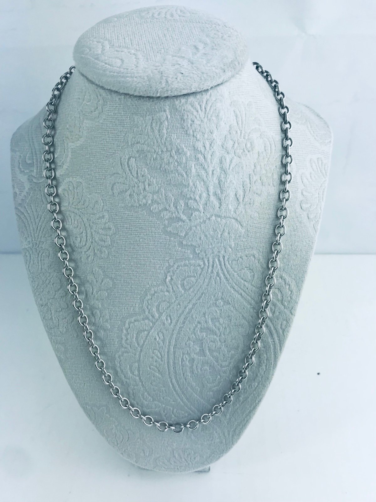 Vintage : 925 silver Chunky Chain Necklace 21” long claw clasp