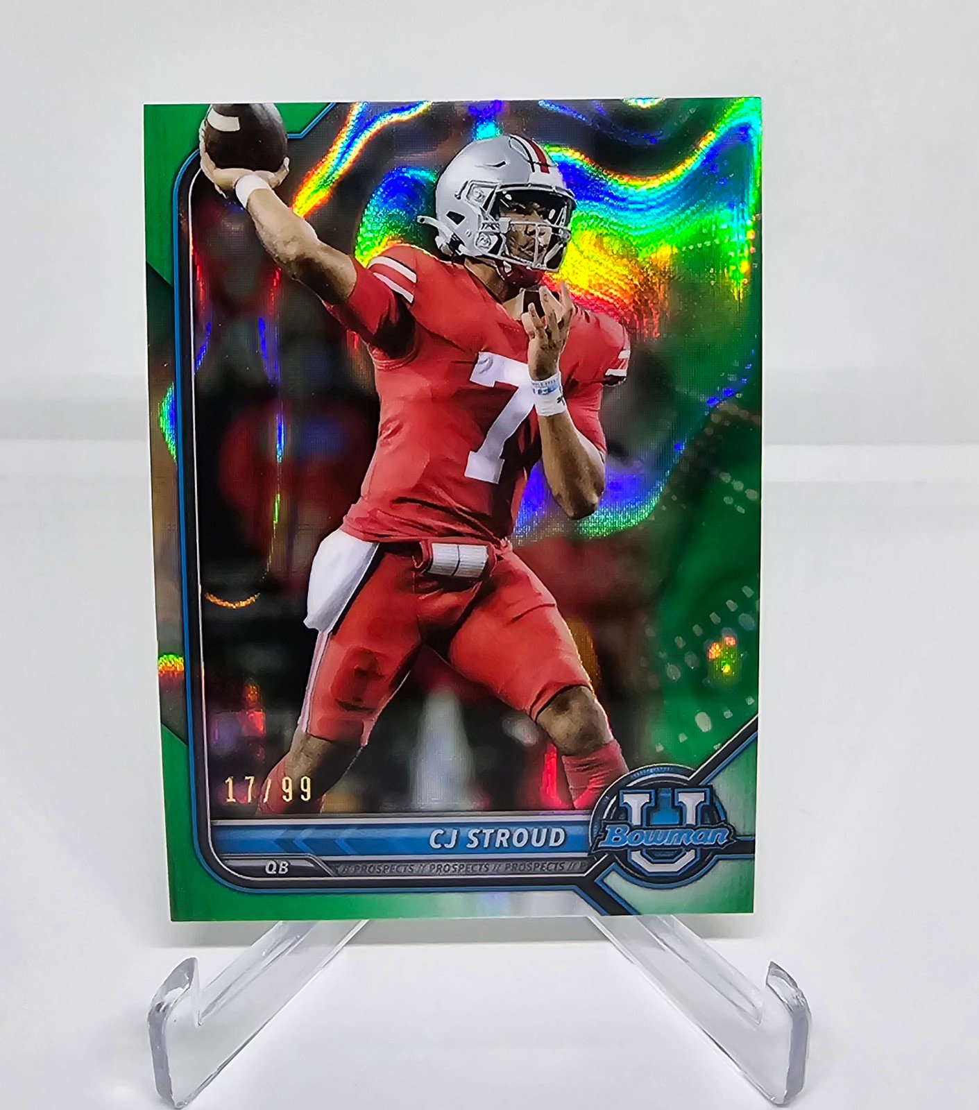 2021-22 Bowman University CJ Stroud /99 RC Green Lava