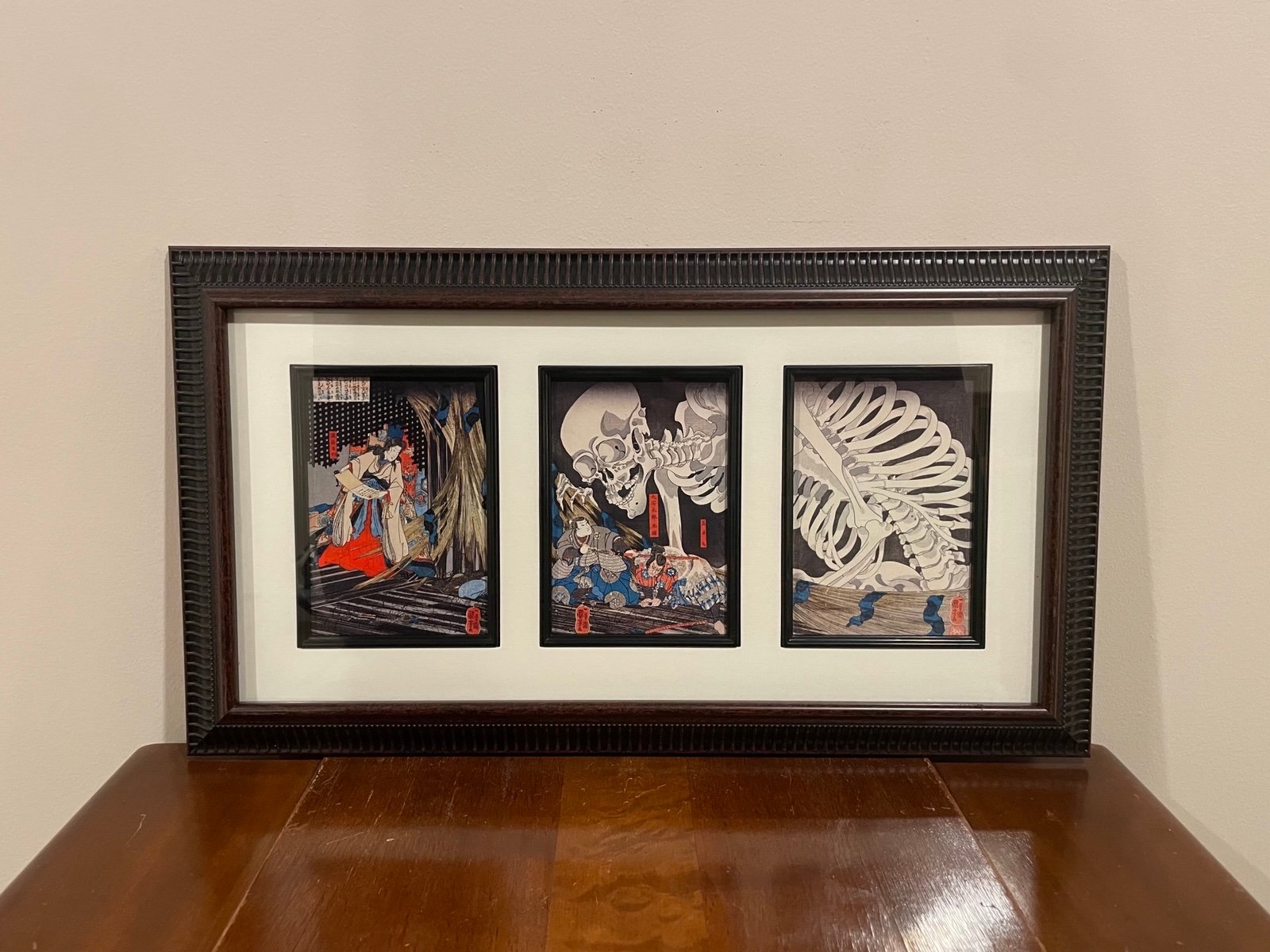 Witch & Skeleton Specter Framed Japanese Print 23x13 Kuniyoshi Ukiyoe Wall Art