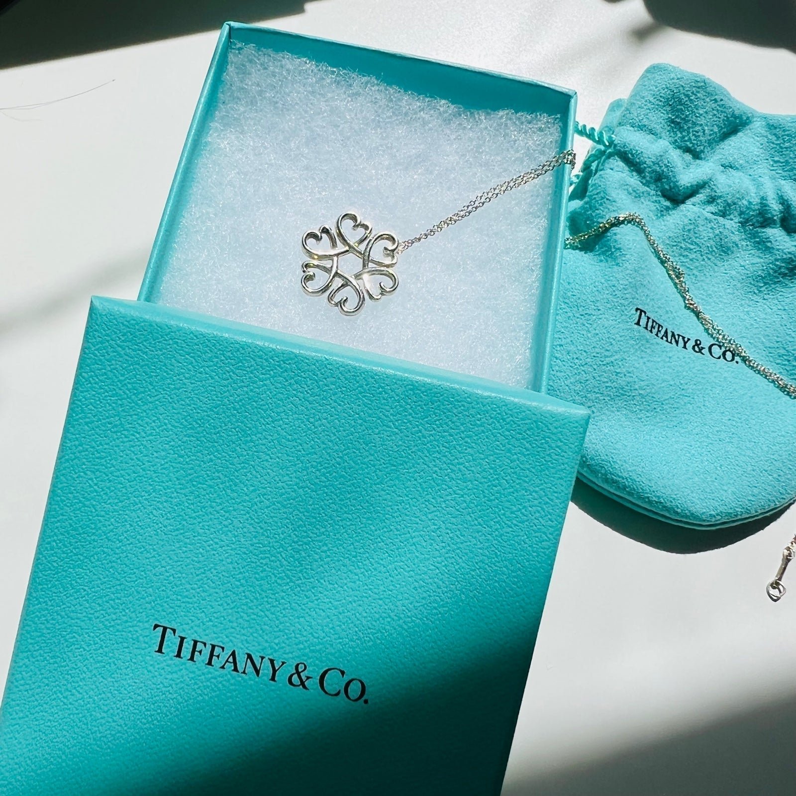 Tiffany heart necklace/ authentic with bag and box