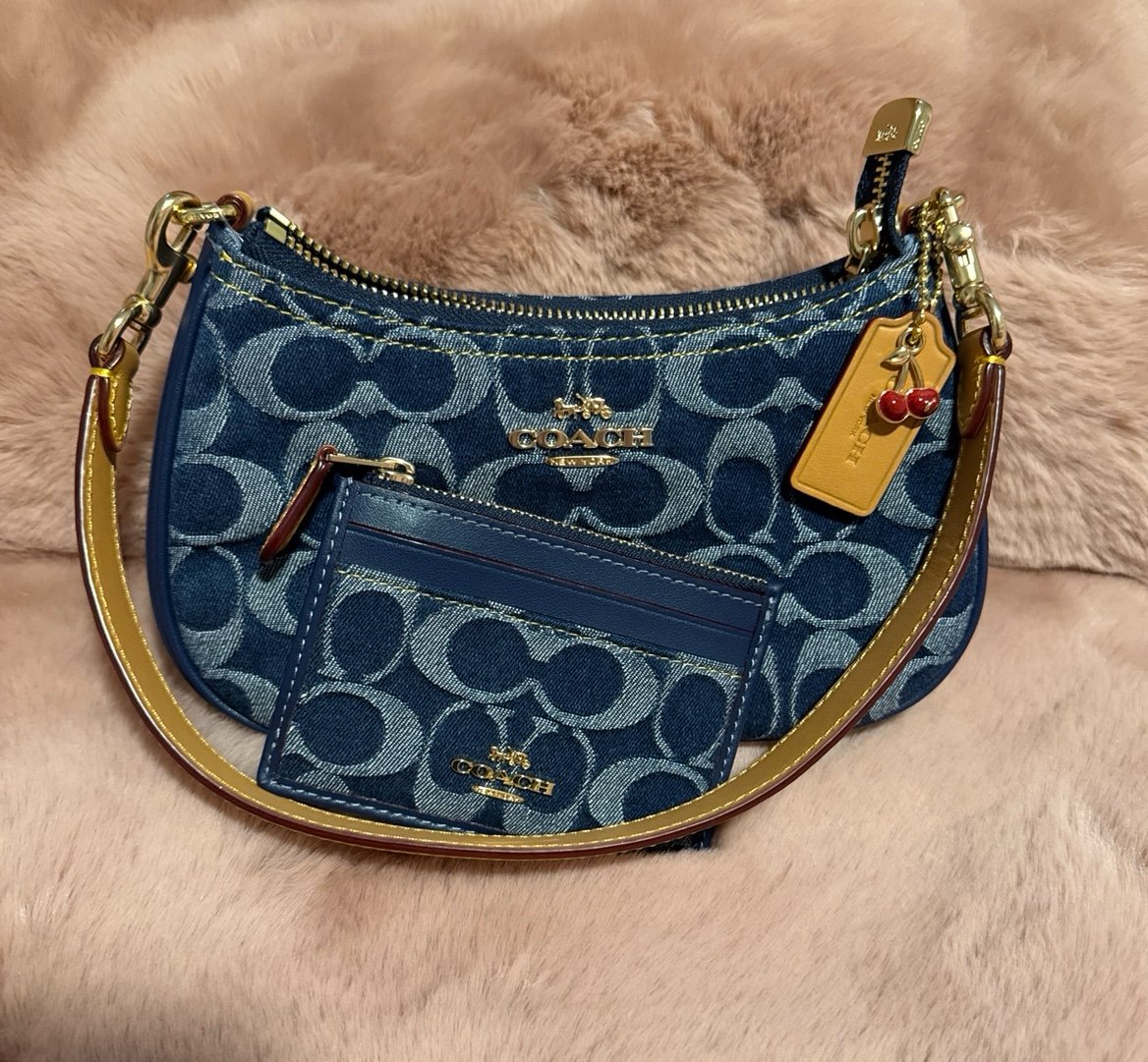 Coach Teri Mini Crossbody Bag In Signature Denim /card holder