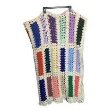 88 X 60 Handmade Crochet Granny Multicolor Colorful Blanket